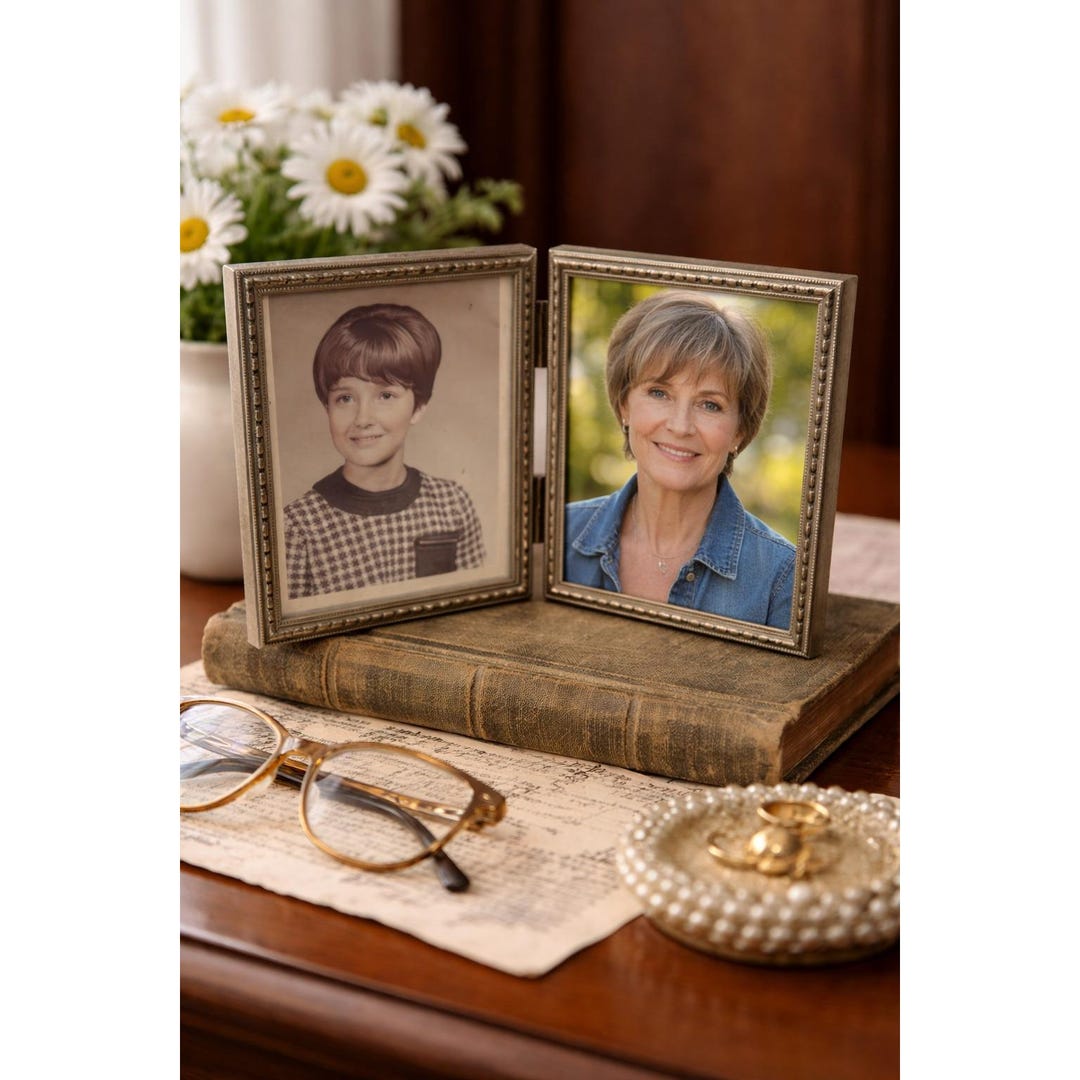 Vintage Gold Metal Folding Double Picture Frame Ornate Embossed Hinged ...