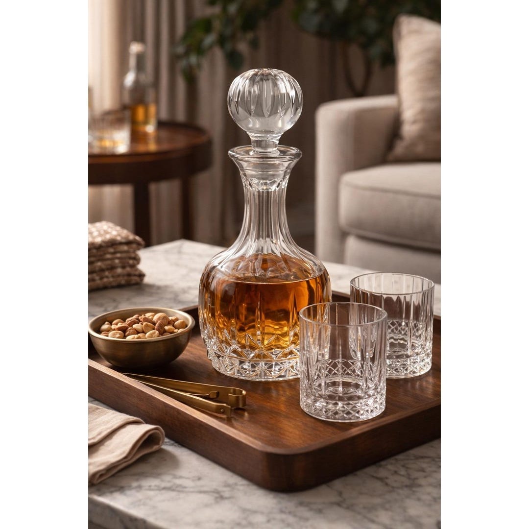 Vtg Atlantis Cut Crystal Glass Whiskey Decanter W/ Stopper Barware - Etsy