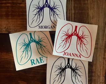 Respitory therapist lung decal in various sizes and colors