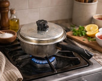 Vtg Lustre Craft Multi Core 5-Ply Stainless Steel 8.25" Skillet Pan w/ Lid USA