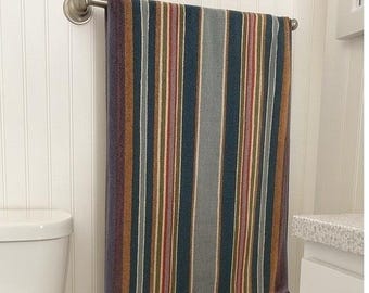 Juego de toallas de baño de algodón a rayas Lauren Ralph Lauren, juego de 4 con flecos multicolores
