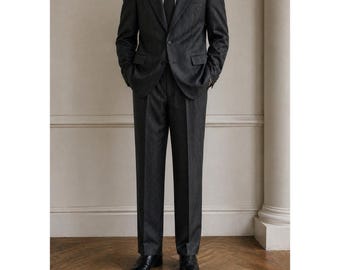 Traje de dos piezas Christian Dior Monsieur para hombre, talla 42L (34x33), gris, raya diplomática, lana, estilo vintage, fabricado en EE. UU.