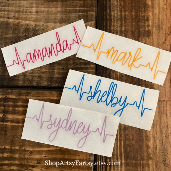 Nurse Heartbeat Name Decal, custom Nurse Decal, EMT, Paramedic, Caretaker, Doctor Assistant Decal