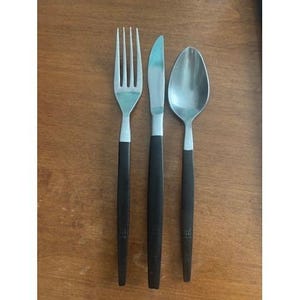 Juego de cubiertos vintage MCM de acero inoxidable de 7 piezas con mango cónico negro MOD 21 piezas