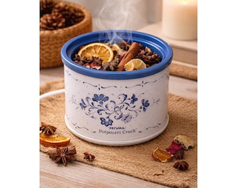 Vintage Rival Potpourri Crock Elektryczny garnek do gotowania na wolnym ogniu Blue Onion 3206 CB USA