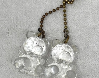 Vintage Lucite Licht/Deckenfächer Pull 1,5 "Bär mit Fliege klar