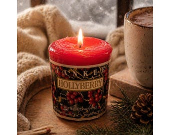 Set of 6 Yankee Candle Hollyberry Sampler Votive Candles