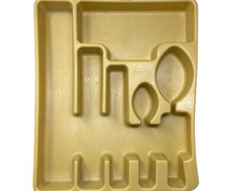 Bandeja organizadora de cajones para cubiertos Rubbermaid Harvest Gold vintage 2922 Retro MCM
