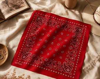 Vintage Fast Color Trunk Up Röd Paisley Bomullsbandana Elefantlogotyp USA 70-tal