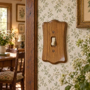 Vintage Solid Wood Light Switch Plate Scalloped Single Toggle Cottagecore NOS