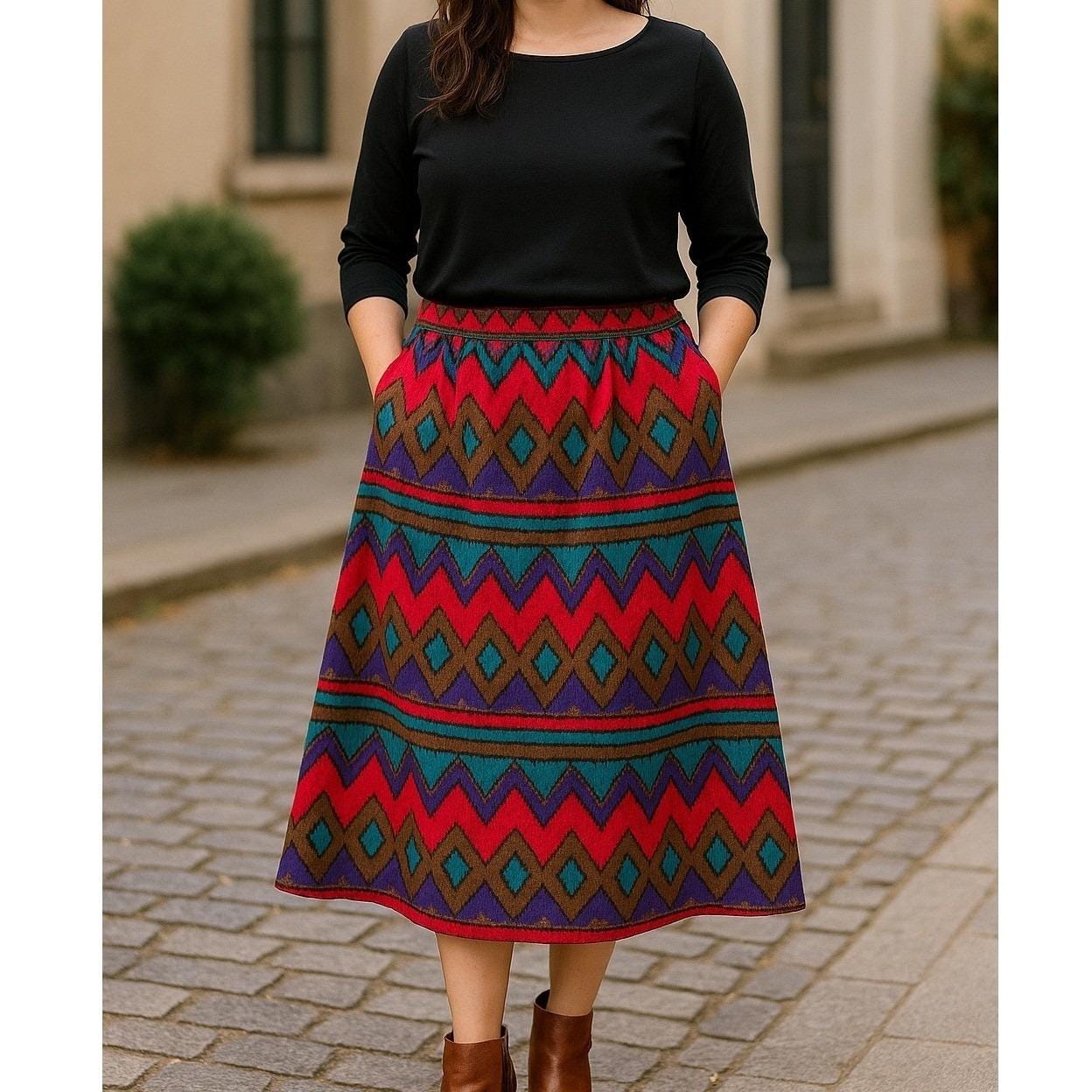 Jupe Midi Femme Warehouse Marron Velours Côtelé Taille 12 Avec Poches Stretch