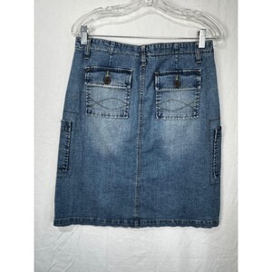Vintage Y2K BCBG MaxAzria Jeans Denim Cargo Button Front Jean Mini Skirt Size 6 image 4