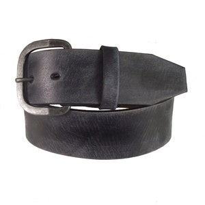 1.75 wide Simple Vintage Distressed Black Leather Belt image 1