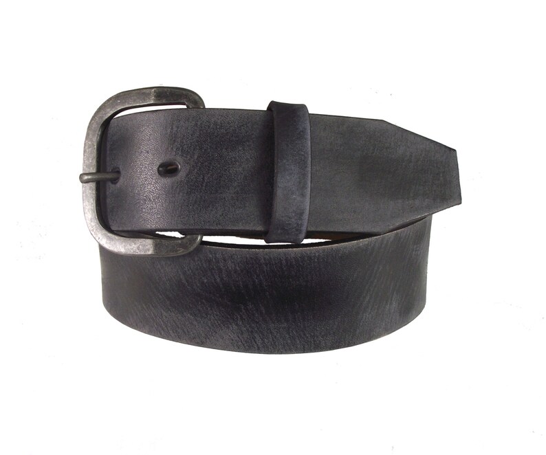 1.75 wide Simple Vintage Distressed Black Leather Belt image 1