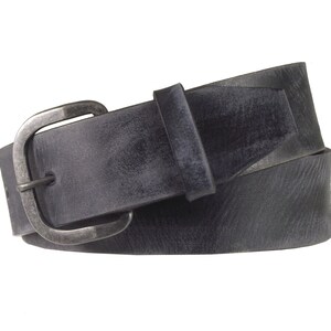 1.75 wide Simple Vintage Distressed Black Leather Belt image 2