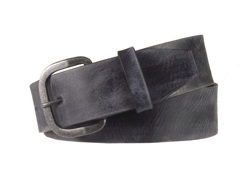 1.75 wide Simple Vintage Distressed Black Leather Belt image 2