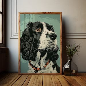 Classic Springer Spaniel Portrait: Retro Dog Lover Art Print