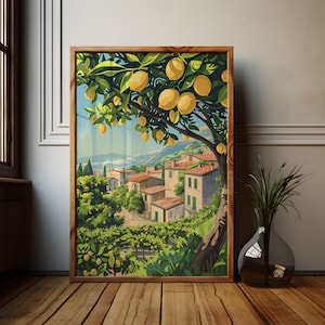 Mediterranean Lemon Grove Print: Italian Kitchen Wall Art