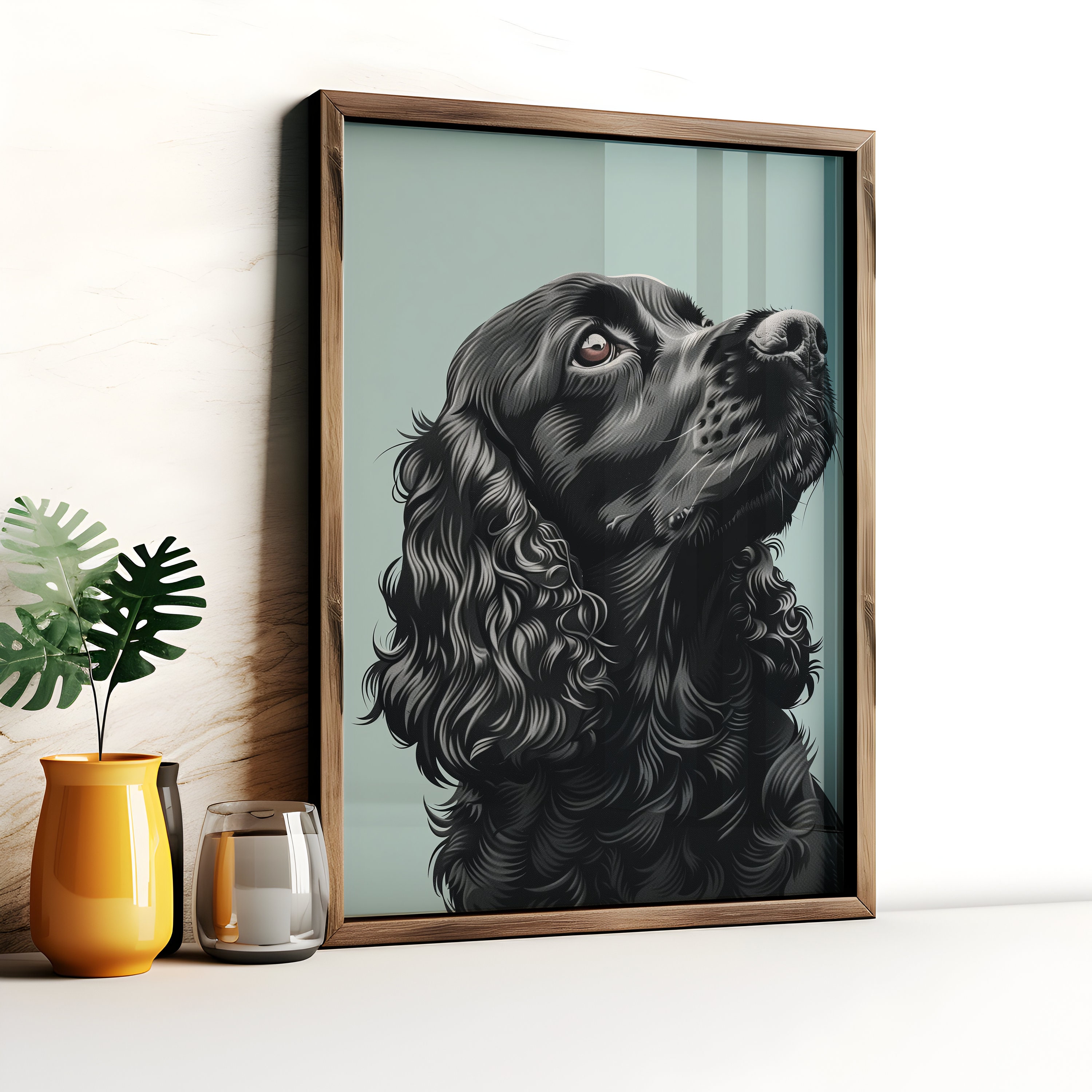 Black Cocker Spaniel Art Print: Elegant Dog Portrait - Etsy