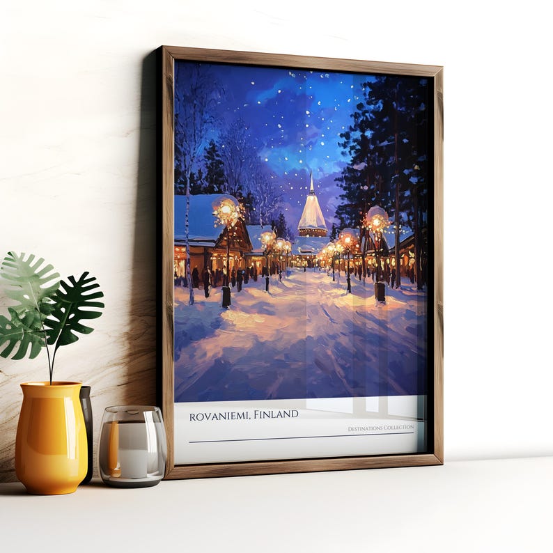 Rovaniemi Poster, Lapland Souvenir, Finland Christmas Vacation, Finland