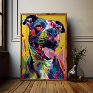 Neon Staffordshire Bull Terrier Art Print: Colorful Dog Wall Decor