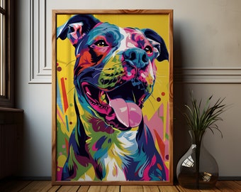 Neon Staffordshire Bull Terrier Art Print: Colorful Dog Wall Decor