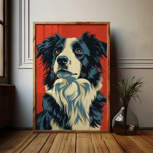 Border Collie Art Print: Abstract Dog Portrait, Modern Home Decor