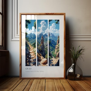 GR20 Corsica Hiking Poster: Calenzana Vizzavona Wall Art
