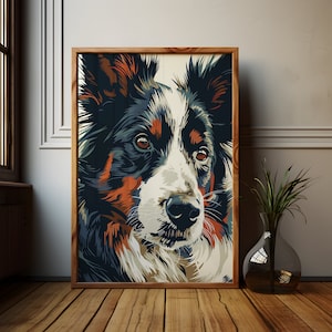 Colourful Collie Close-Up | Vibrant Dog Art Print, Abstract Border Collie Portrait, Modern Pet Wall Decor, Unique Animal Lover Gift
