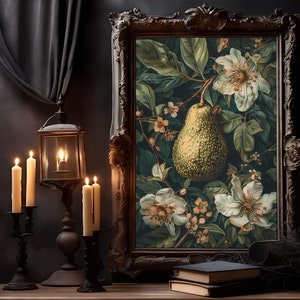 William Morris designs Avocado Liebhaber Poster, William Morris Kunstwerk Avocado, Gothic Artwork, Dark Academia Stil, Dark Academic Art Flowers