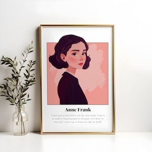 Affiche citation d'Anne Frank, impression du journal d'Anne Frank, citations sur l'autonomisation des femmes, femmes historiques, femmes fortes, holocauste