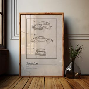 Póster de patente del Porsche 911 de 1964, arte de patentes para entusiastas de los automóviles, impresión vintage del Porsche 911, recuerdos de automóviles clásicos