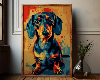 Dachshund Art Print: Vivid Abstract Sausage Dog Portrait