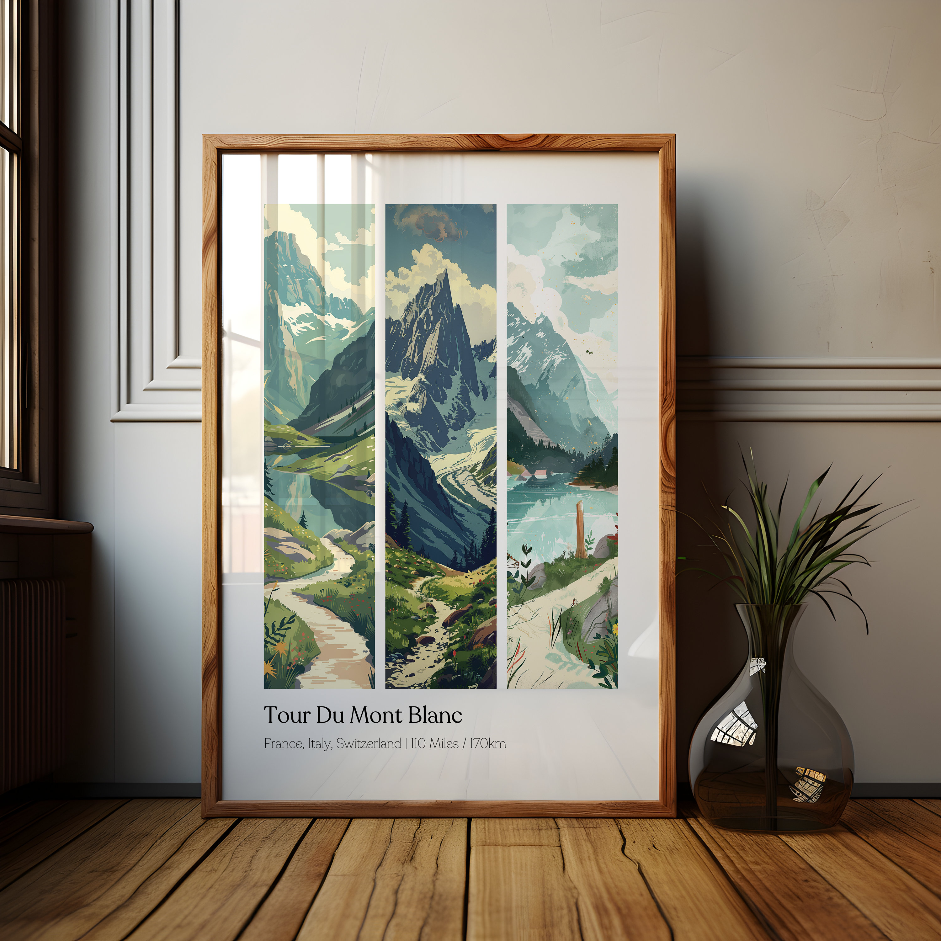 Tour Du Mont Blanc Hiking Poster: French Alps Travel Art