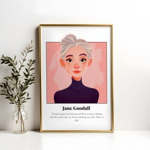 Jane Goodall Quote Poster, Jane Goodall Animal Rights Art, Female Empowerment Quotes, Historical Women, Strong Women, Female Scientist