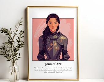 St Joan of Arc Quote Poster, Female Empowerment Art