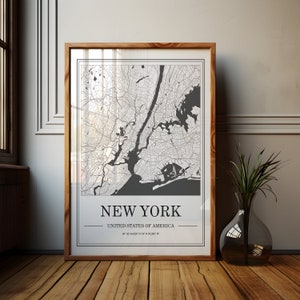 New York Map Art, minimalistische Stadt Poster | New York City Map Geschenk | NYC Viertel | USA Poster | USA Wandbild