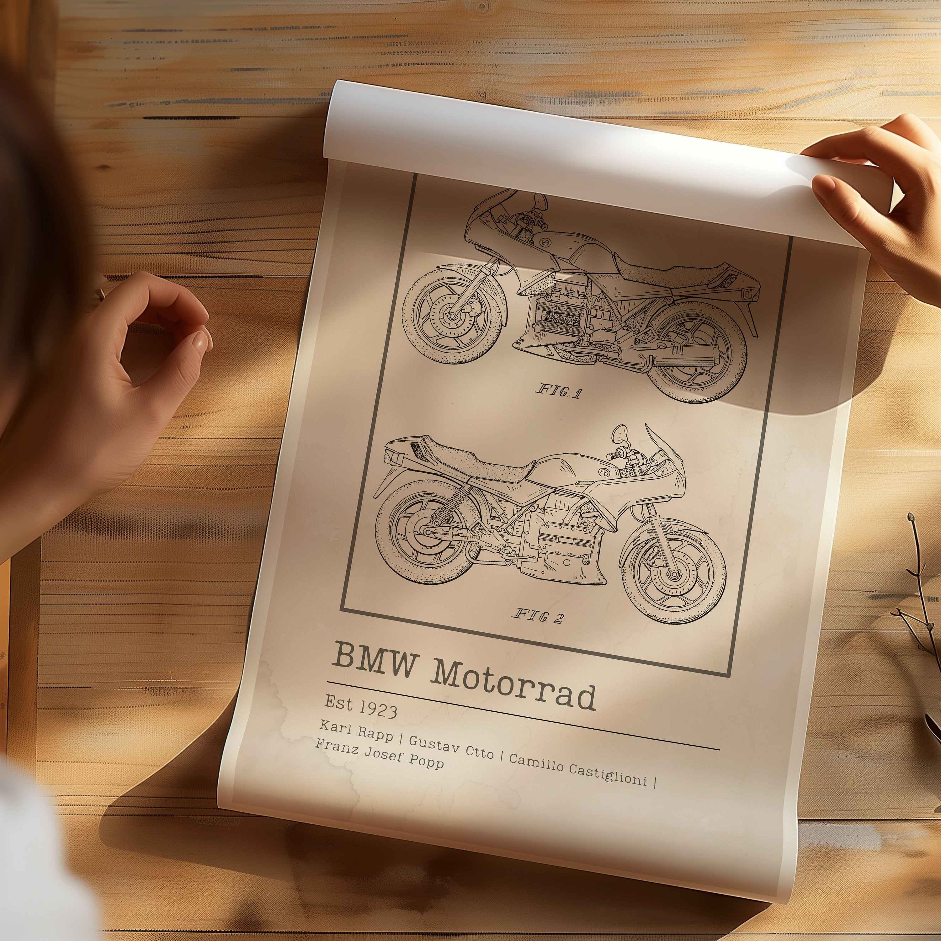 BMW Motorcycle Art Vintage Historical Patent Poster Touring Motorcycle ...