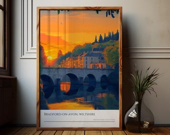 Bradford on Avon Bridge Poster: Wiltshire Sunset Art