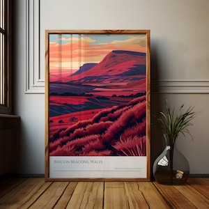 Brecon Beacons Welsh Landscape Sunset Poster, Cymru Landscape Artwork, Brecon Beacons Wales Wall Art, Wales Scenic Poster, Cymru Gift