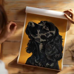 Black Cocker Spaniel Art Print: Modern Dog Portrait - Etsy
