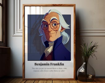 Póster con cita de Benjamin Franklin: Impresión artística sobre la historia de Estados Unidos