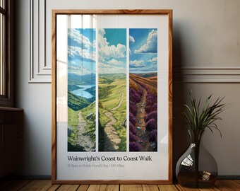 Coast to Coast Walk Poster: Wainwright's Hike, England Landscape Art