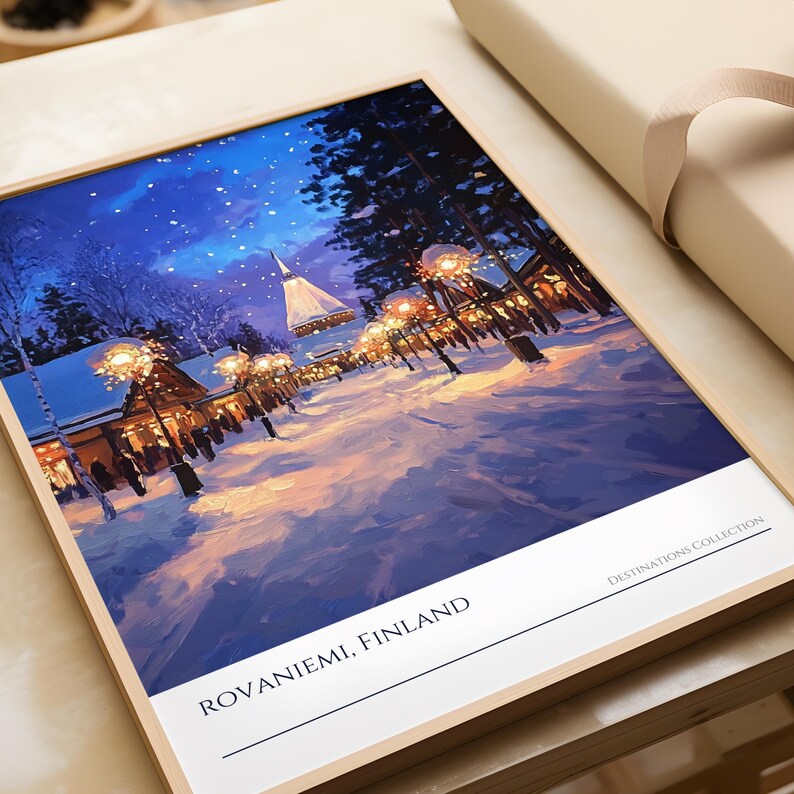 Rovaniemi Poster, Lapland Souvenir, Finland Christmas Vacation, Finland