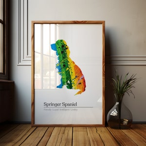 Springer Spaniel Art Print | Loyal Dog Silhouette, Modern Pet Decor, English Springer Spaniel Poster, Unique Gift for Dog Lovers