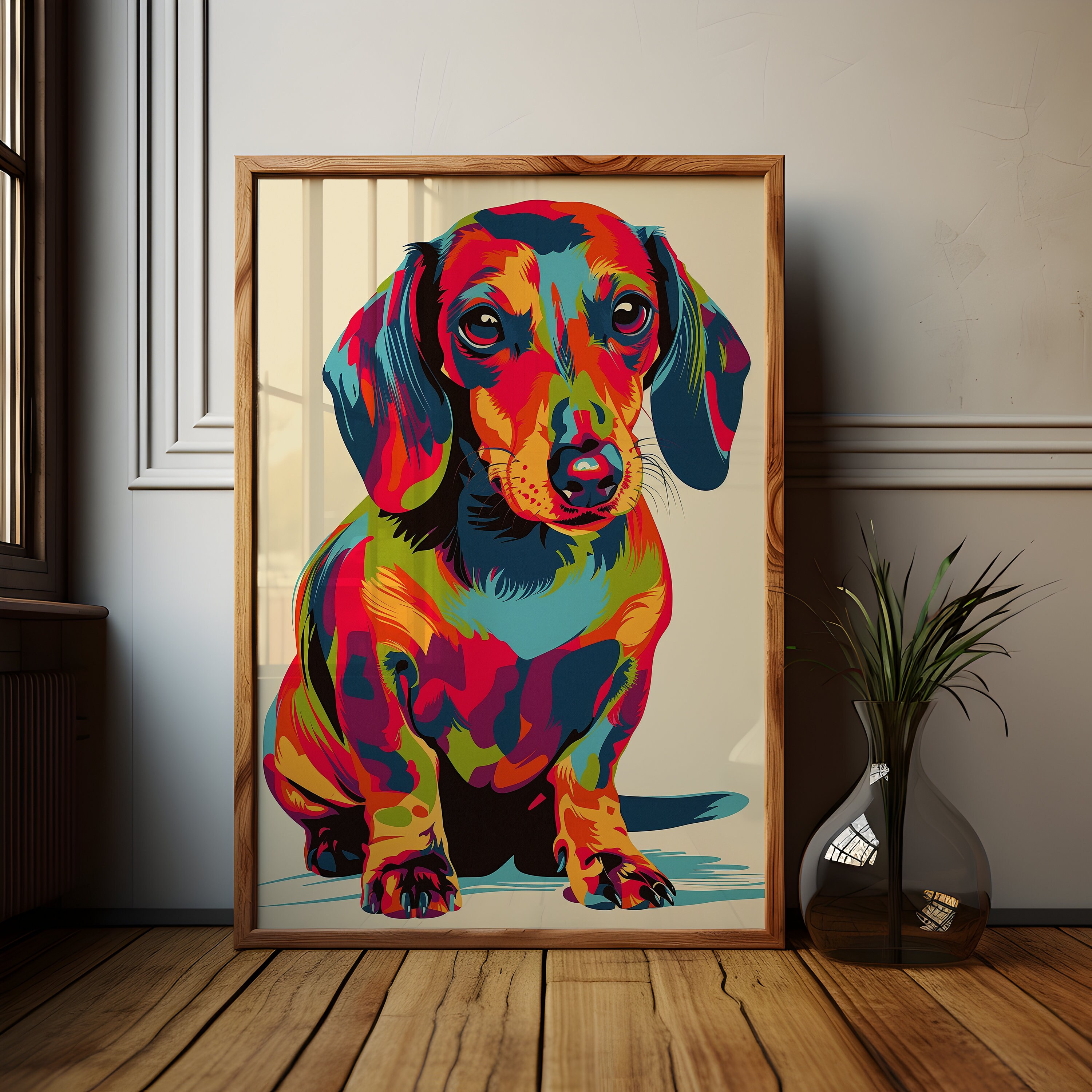 Rainbow Dachshund Art Print: Vivid Weiner Dog Poster - Etsy