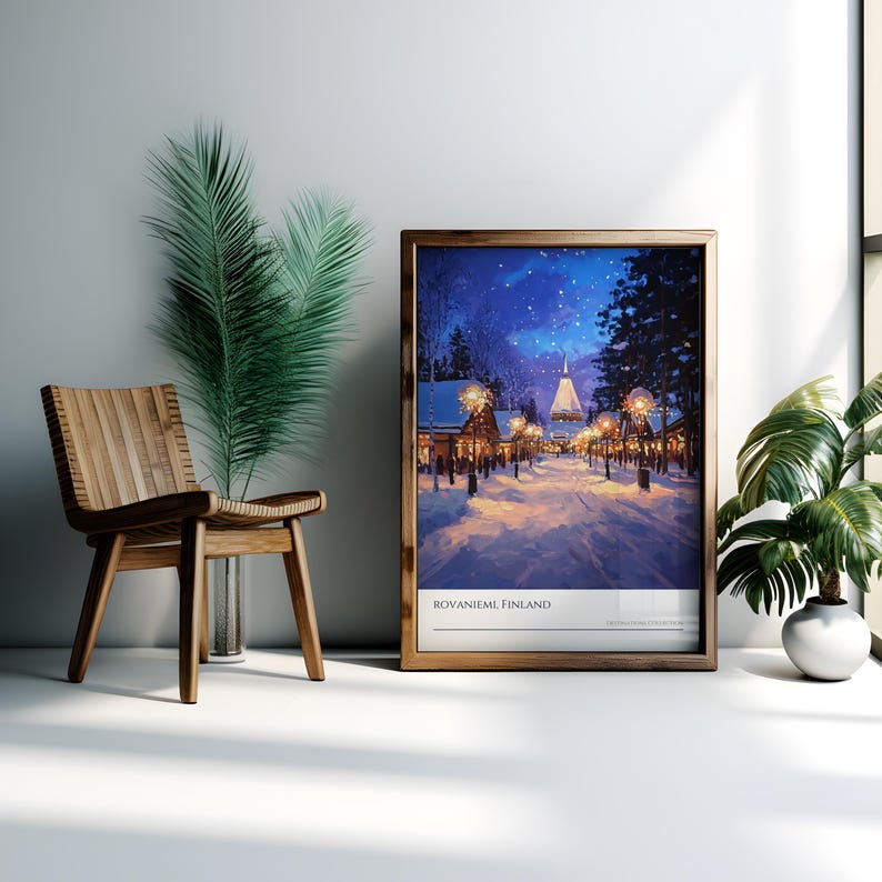Rovaniemi Poster, Lapland Souvenir, Finland Christmas Vacation, Finland