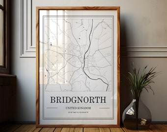 Bridgnorth Map Poster: Minimalist Black and White City Art