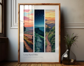 Long Mynd Hike Art Print: Shropshire Hills Travel Poster