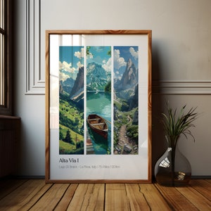 Alta Via 1 Dolomites Hiking Poster, Alta Via 1 Dolomites Trekking Wall Art, Lago Di Braies Hiking Art, Lago Di Braies Trekking Poster, Italy
